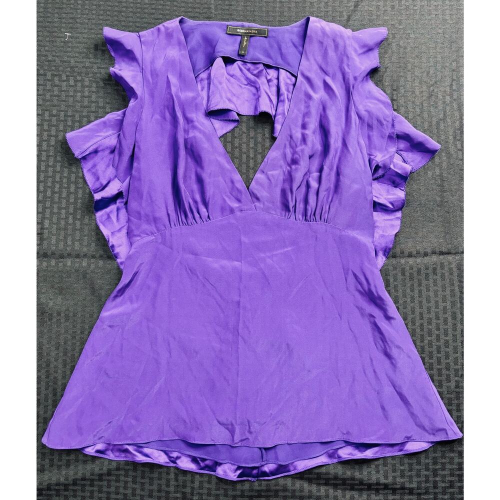 BCBG Maxazria Halter Top, 100% Silk, Purple, Women's Size Medium